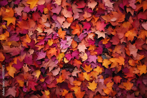 Autumnal Beauty Colorful Leaves Creating Natural Carpet. Generative AI