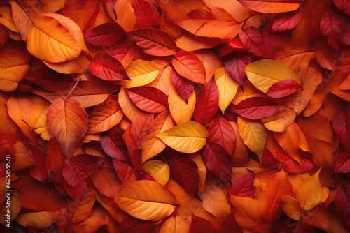 Background Of Red And Orange Autumn Leaves. Generative AI