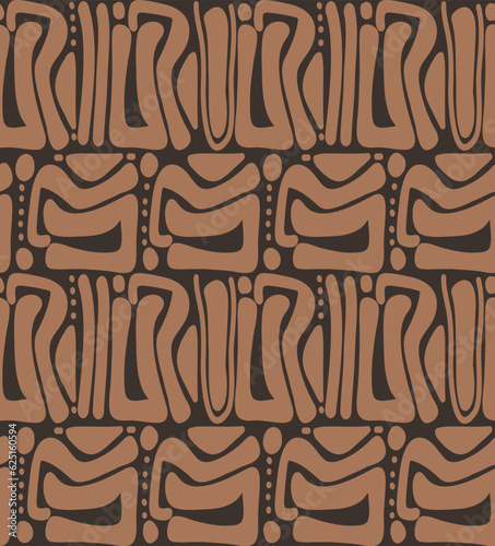 Abstract Hand Drawing Ethnic Mayan Greek Traditional Aztec Geometric Shapes Seamless Vector Pattern Isolated Background