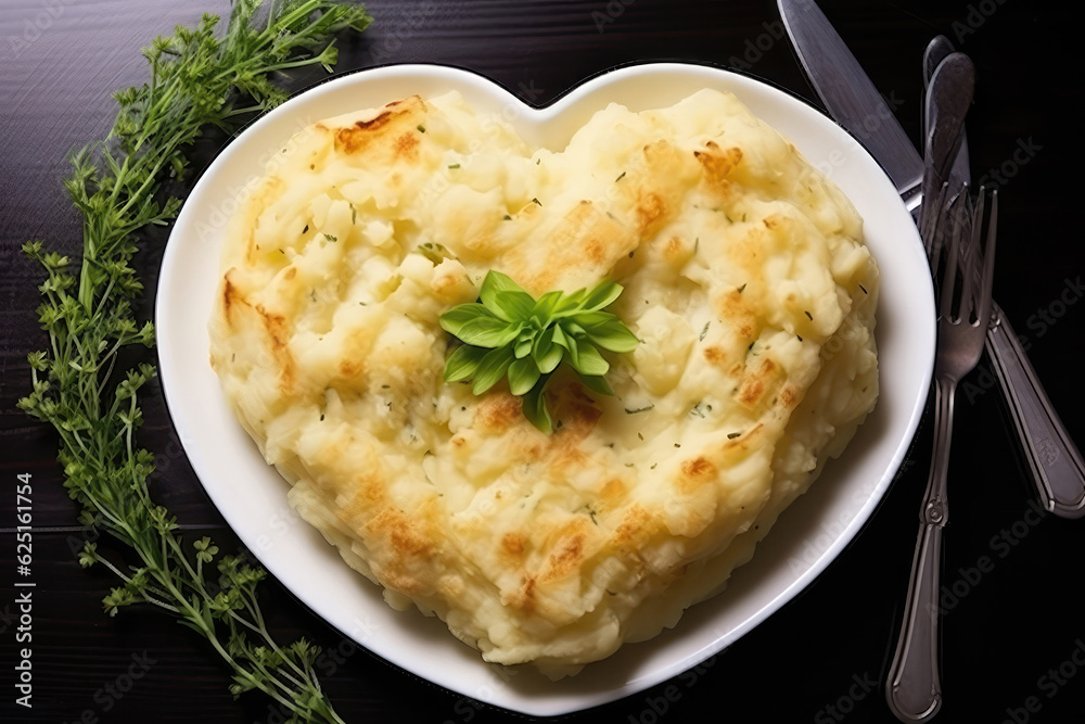 Heartshaped Mashed Potatoes. Generative AI Heartshaped Mashed Potatoes. Generative AI
