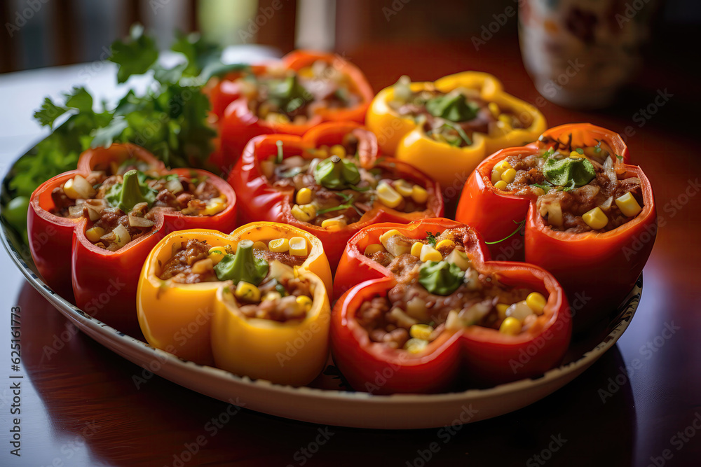 Heartshaped Stuffed Peppers. Generative AI Heartshaped Stuffed Peppers. Generative AI