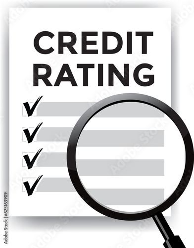credit rating paper, magnifying glass, vector illustration 