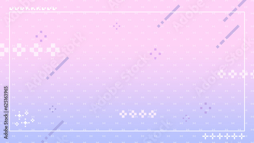 ドット絵のかわいい配信画面　背景装飾イラスト　フレーム　ピクセル　夢イメージ