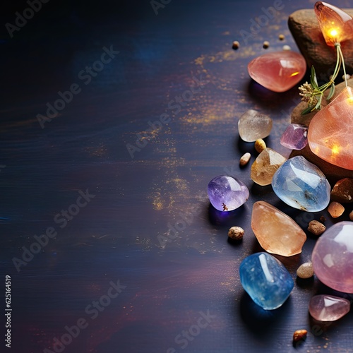 Web background with healing stones