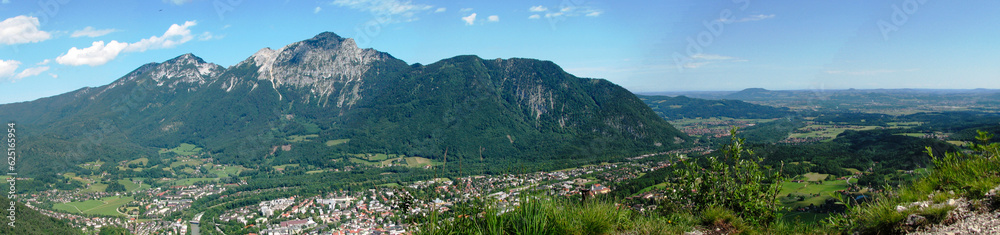 Fototapeta premium Panoramablick vom Gipfel des Dötzenkopf im Lattengebirge, Bayern