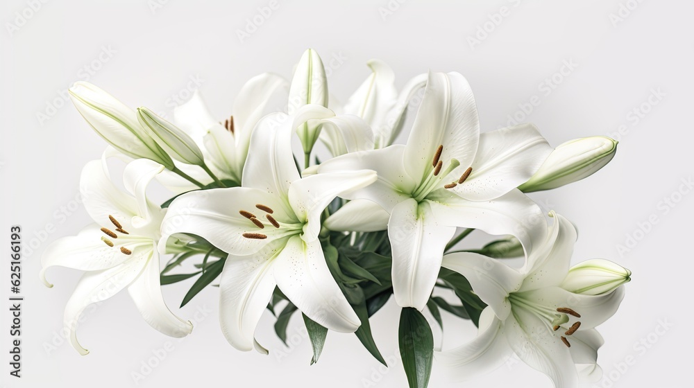 Graceful lilies photo realistic illustration - Generative AI.