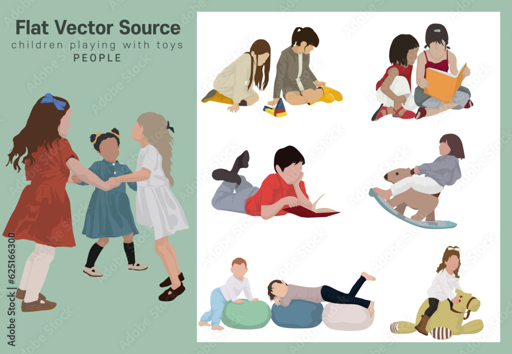 A collection of silhouette sauces for people who play with toys at the playground of kindergarten elementary school children A collection of silhouette sauces for people who play with toys at the playground of kindergarten elementary school children