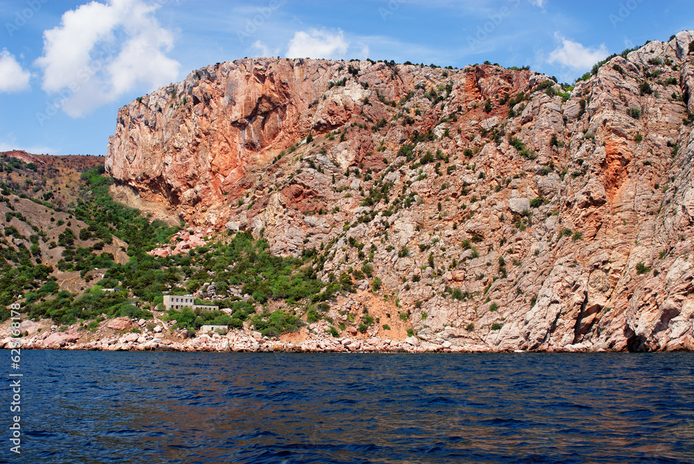 Beautiful seascape with a rocks shore. Crimea, Ukraine.