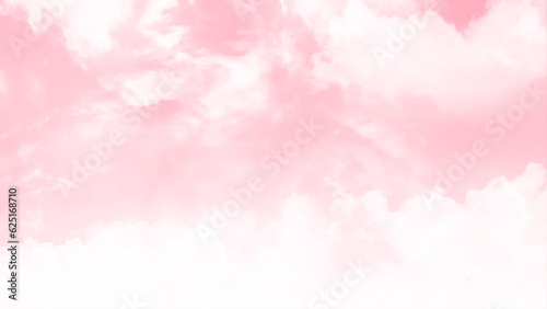 Sky clouds landscape light background. Sugar cotton pink clouds vector design background. Glamour fairytale backdrop. Plane sky view with stars and sunset. Watercolor style texture. Delicate card. Ele