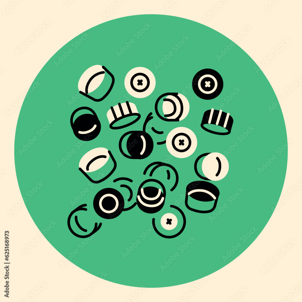 Fototapeta premium Recycled Plastic Bottle Caps black line icon. Pictogram for web page