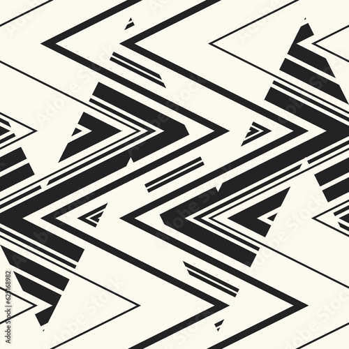 Monochrome Glitch Effect Textured Chevron Pattern