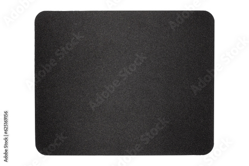 A computer mouse pad on a white background.Mouse pad made of thick black fabric. © begun1983
