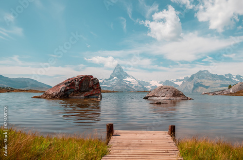 lake and mountains