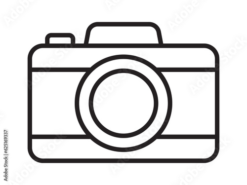 Photo camera outline icon vector isolated on white background. Camera icon outline photo camera vector. Simple snapshot photography sign. Instant Photo internet concept for website and mobile app.