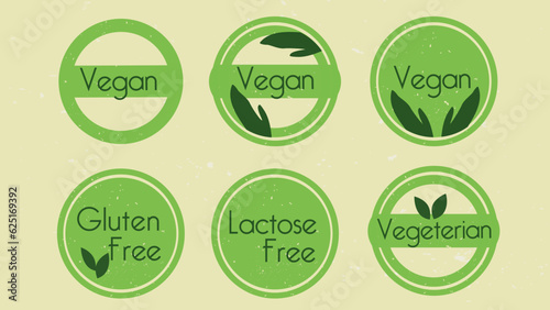 Vector vegan and vegeterian icon logo. Lactose free and gluten free logo