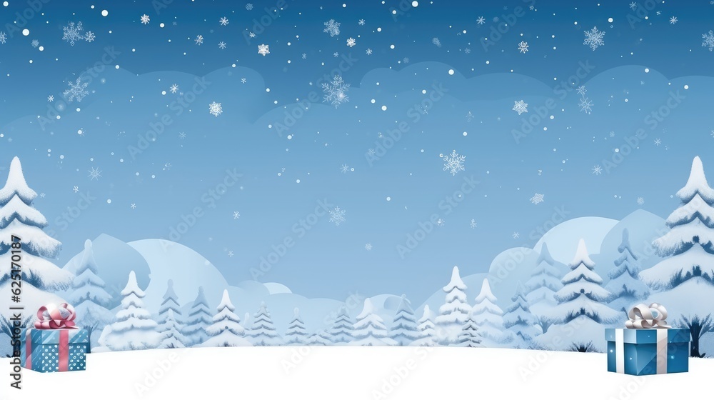 Christmas Day Illustration Banner with Copy and Text Space