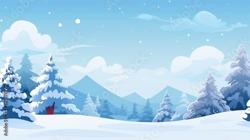 Christmas Day Illustration Banner with Copy and Text Space © Exotic Escape