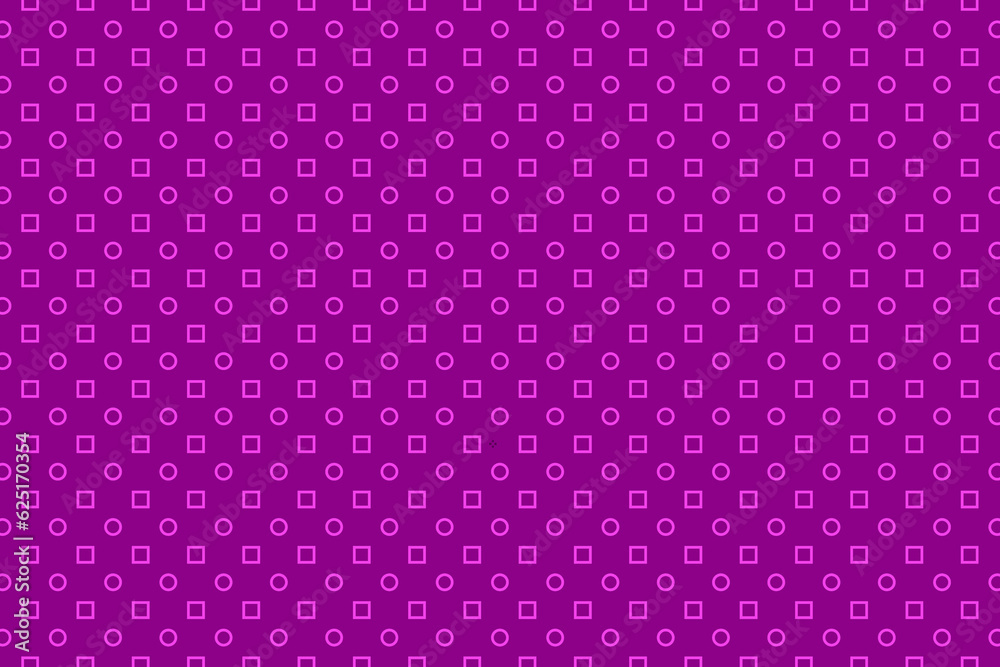 Pink and purple neon blue circle and square polka rings pattern. Outline ring circles and squares geometric background. Vector illustration.