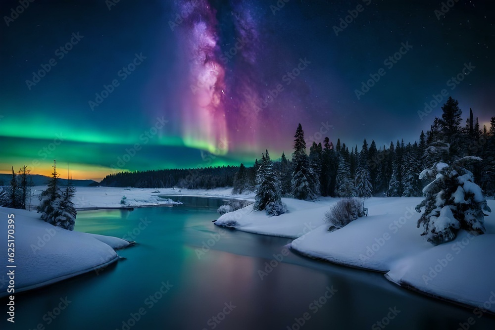 rainbow over the lake generated Ai rainbow over the lake generated Ai