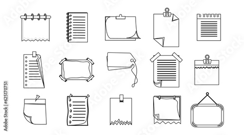 Paper notes on stickers, notepads and memo messages torn paper sheets. Vector blank sticky notepaper posts of meeting reminder, to do list and office notice or information board with appointment notes