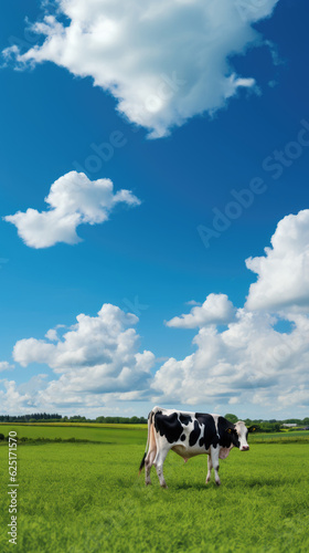 Dairy Cow Farm in Danish Countryside Scene Banner with Space for Typo and Text