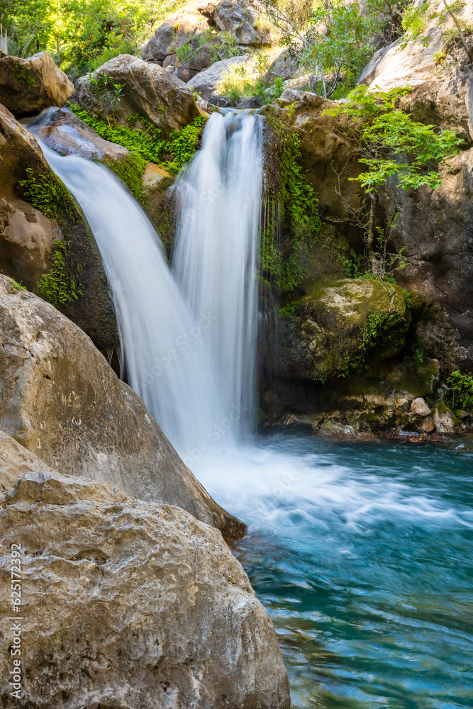 Sapadere canyon with cascades of waterfalls in the Taurus mountains near Alanya, Turkey