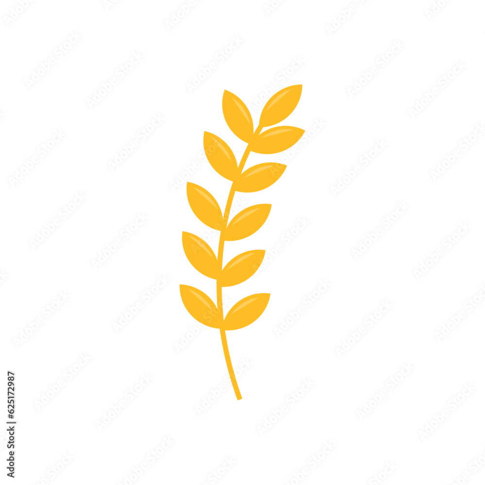 Flat wheat ears spike lets with grains vector illustration on white background Flat wheat ears spike lets with grains vector illustration on white background