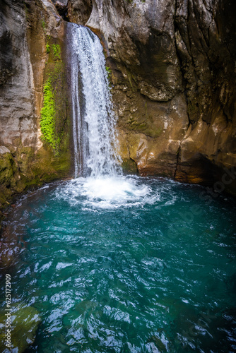 Sapadere canyon with river and waterfalls in the Taurus mountains near Alanya, Turkey