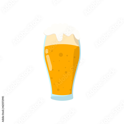 Glass of beer. Glass full with blond beer and foam.