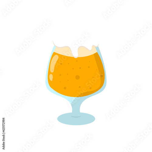 Glass of beer. Glass full with blond beer and foam.