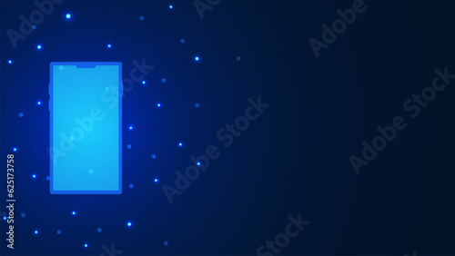 Abstract futuristic smartphone mobile touch screen. Network connection and communication technology background design concept.