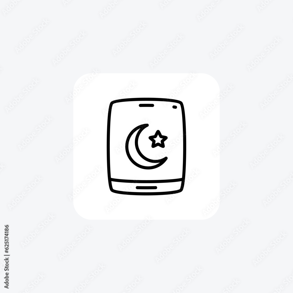 Crescent and Star Line Icon Crescent and Star Line Icon