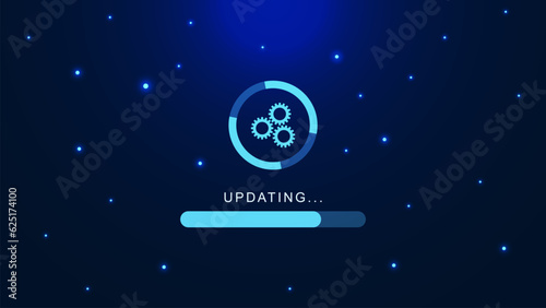 Update or upgrading software new version. Upgrade computer program with gear concept for technology background.