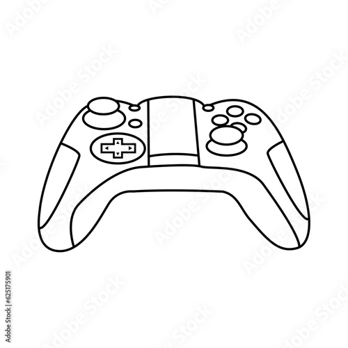 video game controller line art icon design black and White vector.