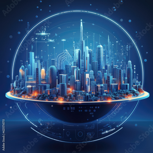 Wallpaper Mural Cyber Scape Exploring the Futuristic Smart City on a Circuit Board Background Torontodigital.ca