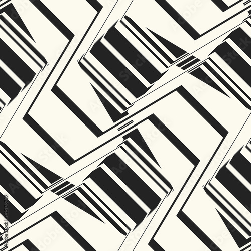Monochrome Variegated Textured Broken Geometric Pattern