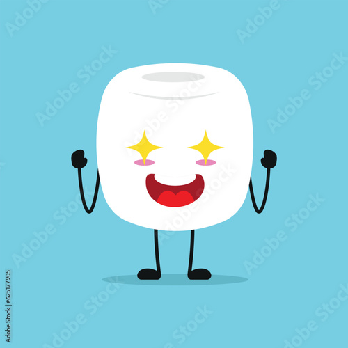 Cute excited marshmallow character. Funny electrifying marshmallow cartoon emoticon in flat style. sweet emoji vector illustration