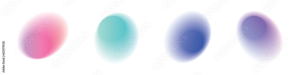 Blur round shapes, color gradation and light. Soft and gradient effects. Vector illustrations isolated on white background. Blur round shapes, color gradation and light. Soft and gradient effects. Vector illustrations isolated on white background.