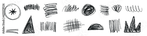 Hand drawn pencil, doodle, chalk and brush strokes. Marker and scribble lines for a textured stroke effect. Isolated vector illustrations on white background.