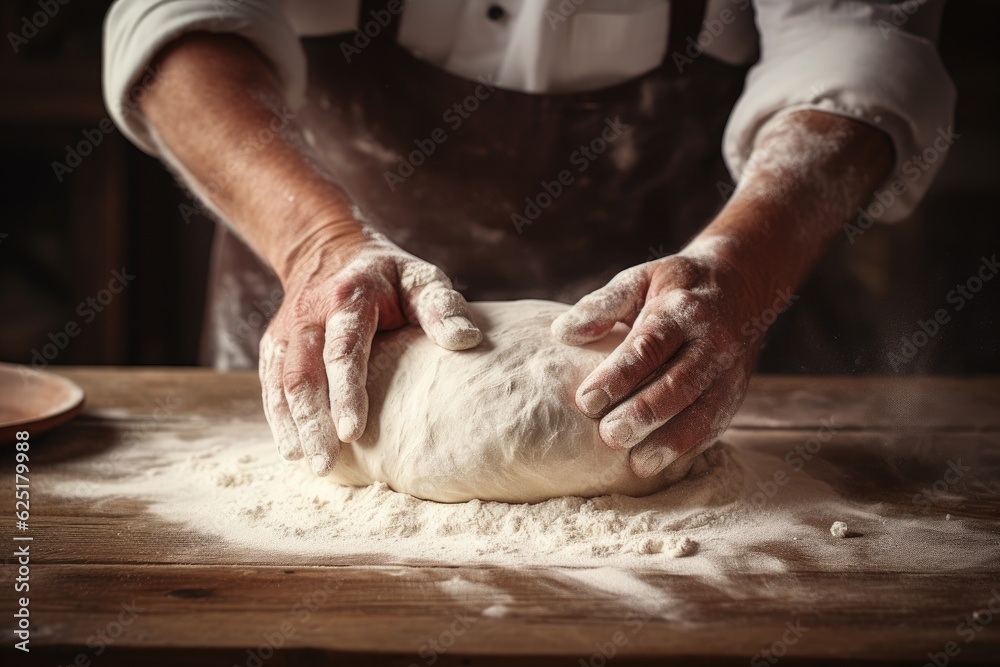 Close-Up Hand Kneading Bread