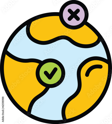 Global situation icon outline vector. Map corona. Epidemic world color flat