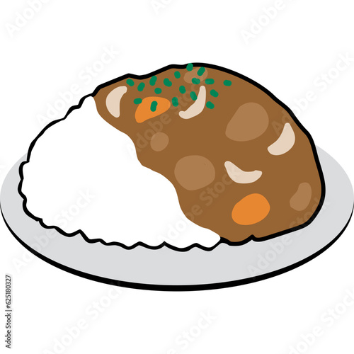Curry rice cartoon in icon style