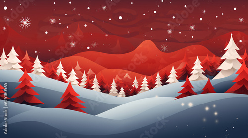 Winter scene illustration featuring a snow-covered forest with a multitude of trees. © Arma Design