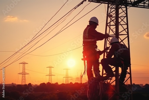 Silhouette of Construction Workers on a High Rise Building