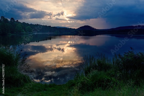 Magical sunrise on Lake Hamerský, Northern Bohemia, Czech Republic © Milue