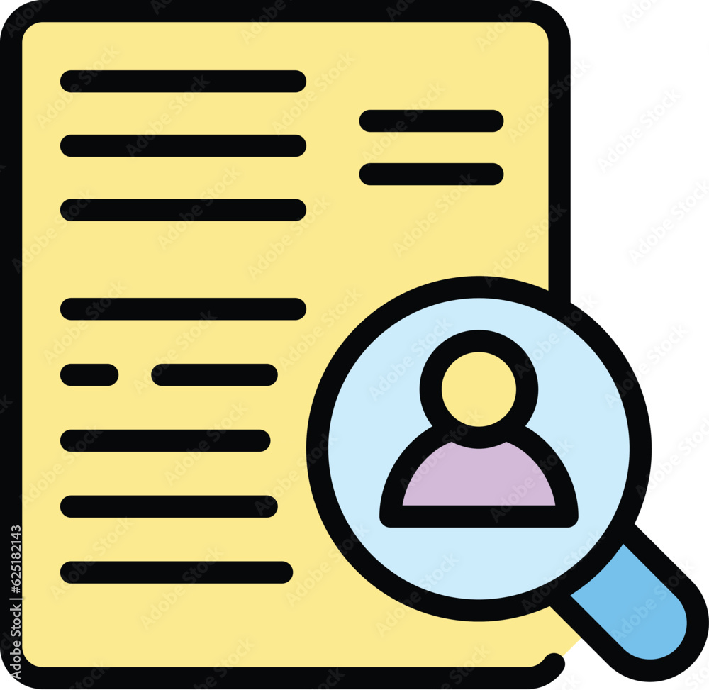 Search manager icon outline vector. Job document. Office archive color flat Search manager icon outline vector. Job document. Office archive color flat