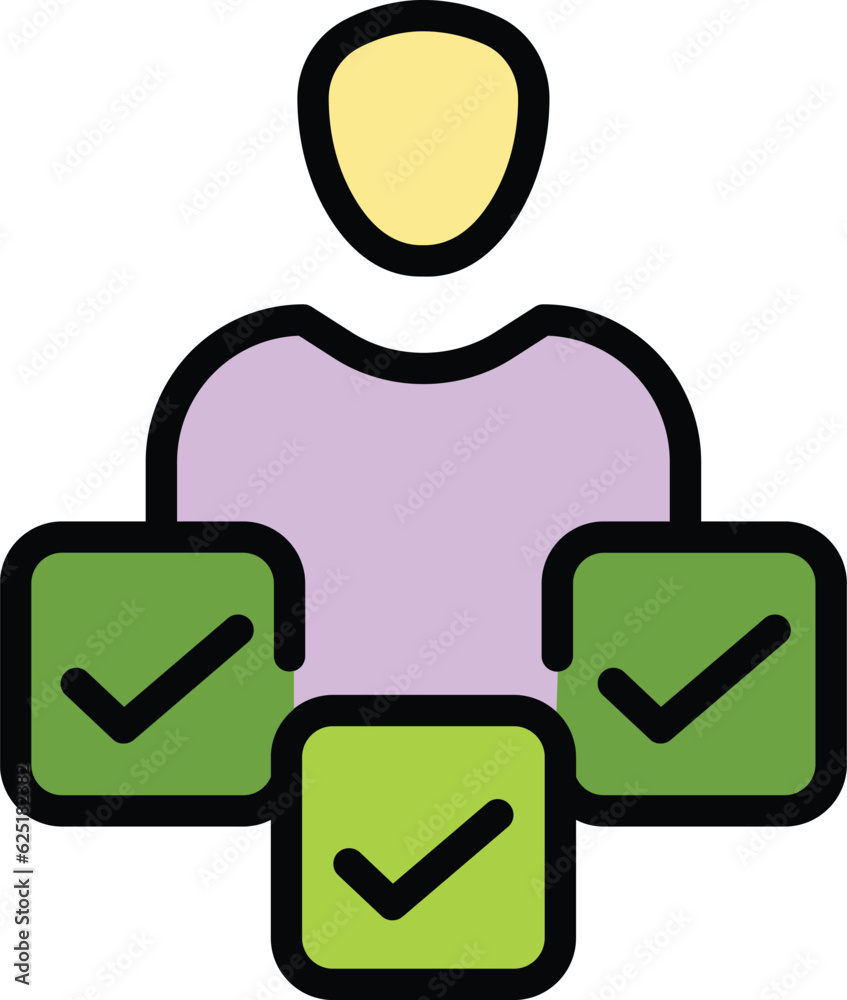 Office manager icon outline vector. Business check. Work paper color flat Office manager icon outline vector. Business check. Work paper color flat