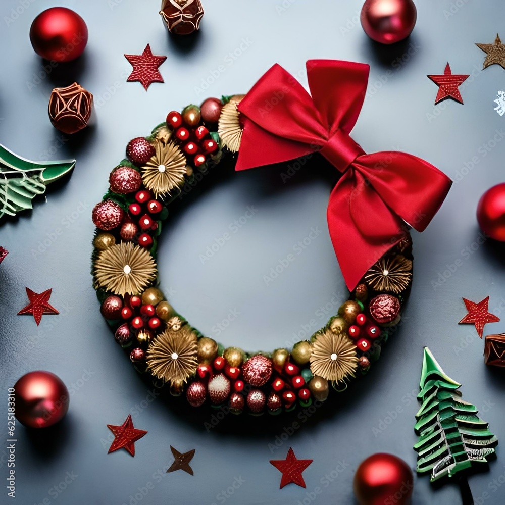 Christmas and New Year decorations created by artificial intelligence on a neutral background