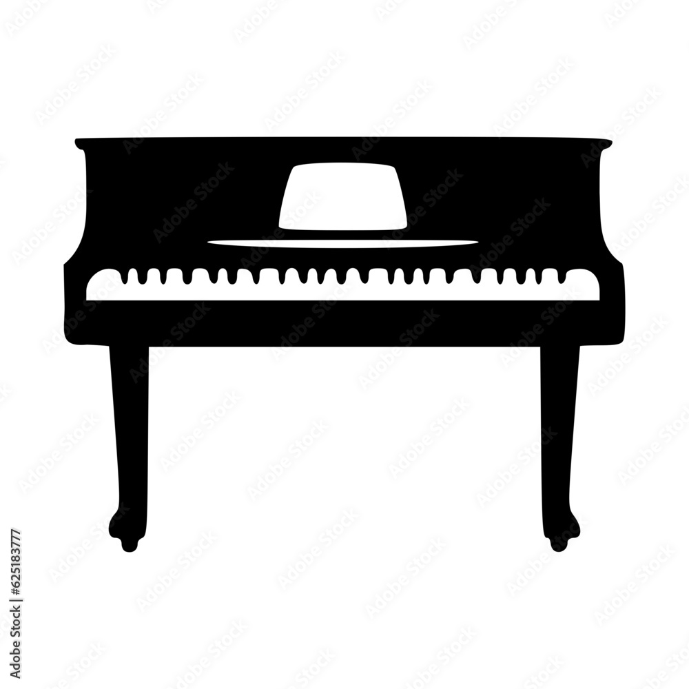 Piano silhouette black outlines isolated vector illustration Piano silhouette black outlines isolated vector illustration