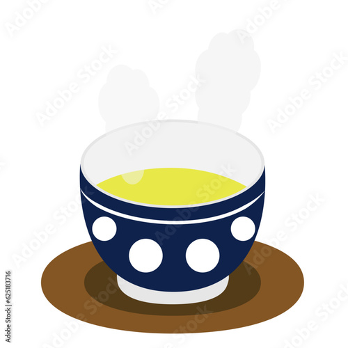 A teacup with green tea. Japanese traditional drink.